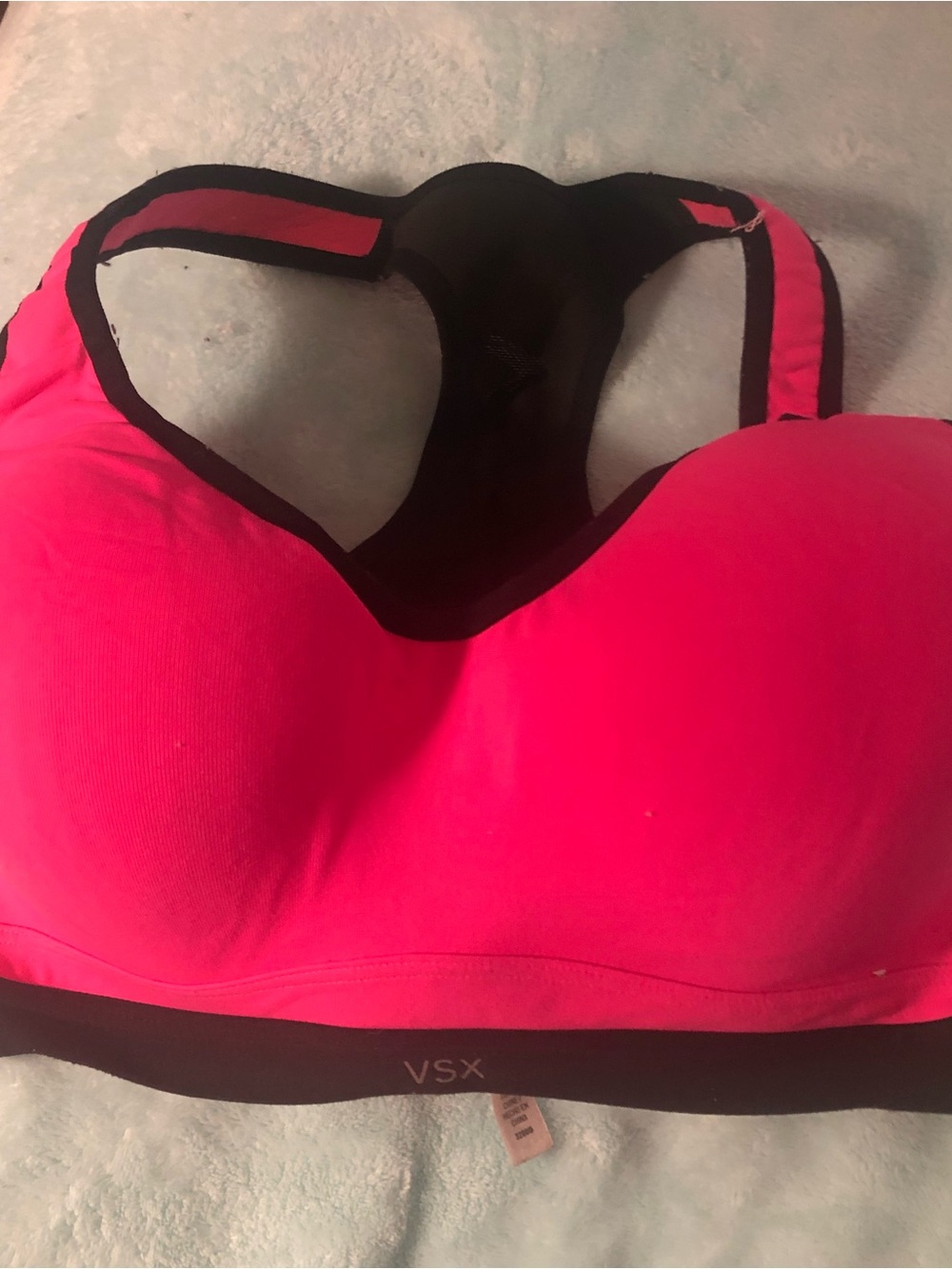 VSX Hot Pink and Black Padded Racerback Sports Bra